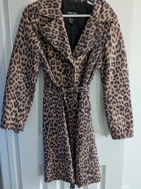 Brandon Thomas Leopard Print Trench Coat - Brown